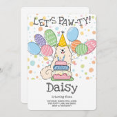 Biscuit Samoyed Hond Verjaardagsfeestuitnodiging Kaart (Voorkant / Achterkant)