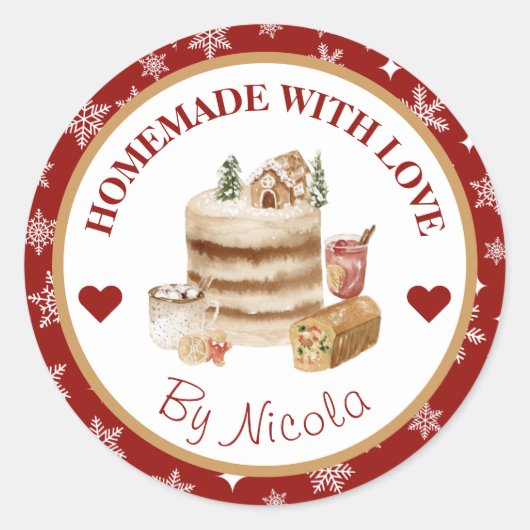 Biscuits de Noël Faits Maison Avec Amour Étiquette (Devant)