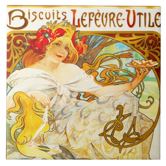 Biscuits Lefèvre-Utile - Large Ceramic Tile Tegeltje (Voorkant)