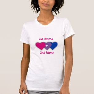 Biseksualiteit trots ontwerp met harten/ een stel t-shirt