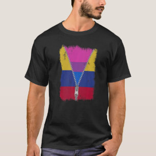 Biseksueel Colombia Vlag Zip Colombiaanse LGBT Pri T-shirt