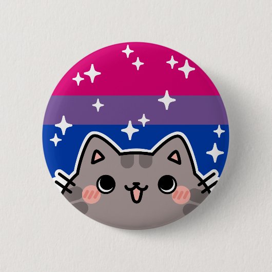 Biseksueel LGBT Pride Flag Cat Button (Voorkant)
