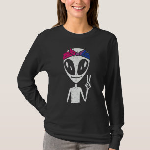 Biseksuele Alien Vredes Bi Pride Vlag Lgbtq Vrouwe T-shirt