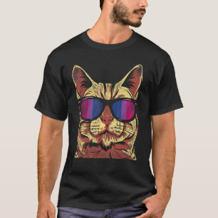 Biseksuele Bi Pride Vlag Kat Zonnebril T-shirt