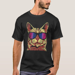 Biseksuele Bi Pride Vlag Kat Zonnebril T-shirt