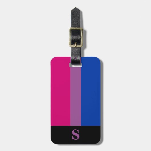 Biseksuele Pride Vlag Monogram Bagagelabel (Voorkant verticaal)