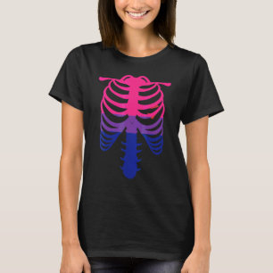 Biseksuele Pride Vlag Skelet Ribbenkast Biseksue T-shirt
