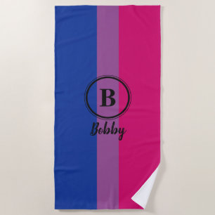 Biseksuele Pride Vlag Zwarte Aangepaste Monogram L Strandlaken