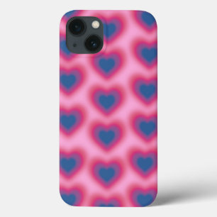 Biseksuele vlag kleur op een wazig hart Hoesje-Mat iPhone 13 Hoesje