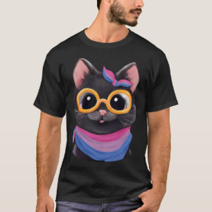 Biseksuele Vlag Kleuren een Cute Kat voor Bi Gemee T-shirt