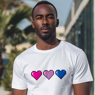 Biseksuele Vlag Pixel Hart T-shirt