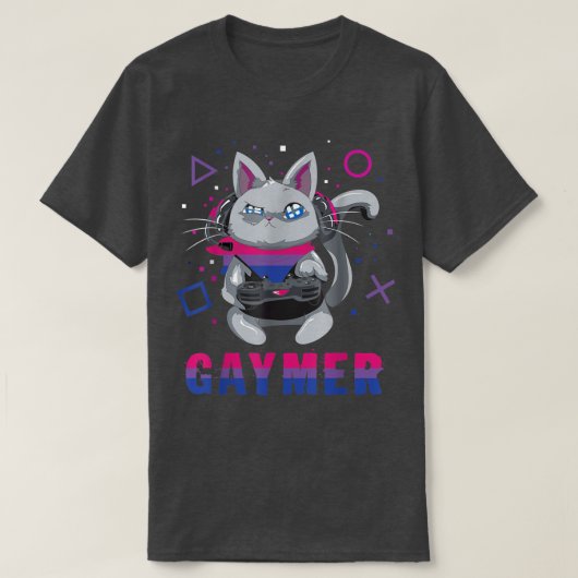 Biseual Gaymer Geek Pride Lesbian Trans Cat Video T-shirt (Design voorkant)