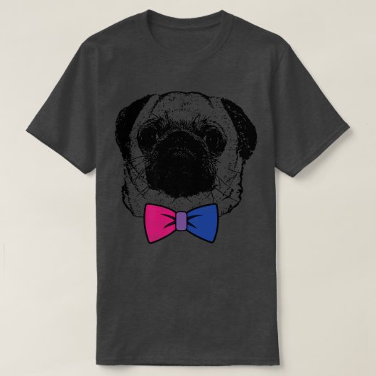 Biseual Pride Pug Dog LGBT Bow T-shirt (Design voorkant)