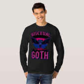 Bisexual And Goth Gothic Emo Bat Pride LGBTQ Hallo T-shirt (Voorkant volledig)