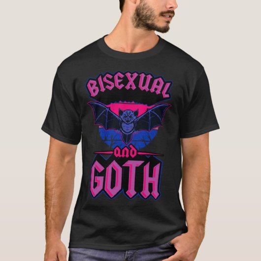 Bisexual And Goth Gothic Emo Bat Pride LGBTQ Hallo T-shirt (Voorkant)