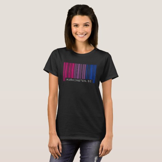 Bisexual Barcode Pride Washington DC Queer Aesthet T-shirt (Voorkant volledig)