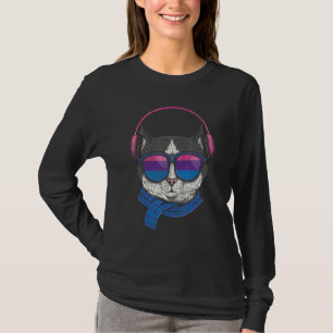 Bisexual Bi Pride Flag Cat Sun Glasses 1 T-shirt