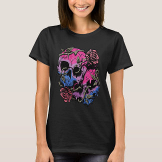 Bisexual Bi Pride Flag Gothic Skull T-shirt