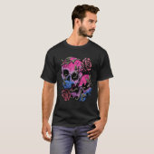 Bisexual Bi Pride Flag Gothic Skull T-shirt (Voorkant volledig)