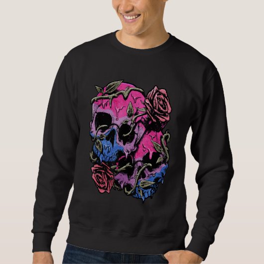 Bisexual Bi Pride Flag Gothic Skull Trui (Voorkant)