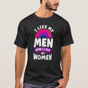 Bisexual Bi Pride Flag Ik hou van mijn Mannen hoe T-shirt