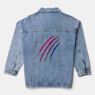 Bisexual Bi Pride Flag Scratch Scar Denim Jacket