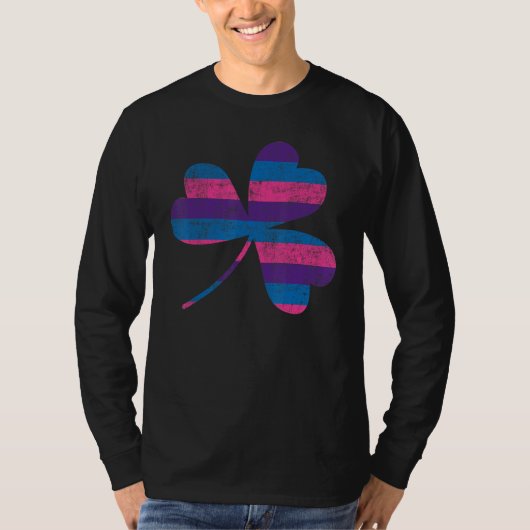 Bisexual Bi Pride Flag Shamrock St Patricks Day T-shirt (Voorkant)