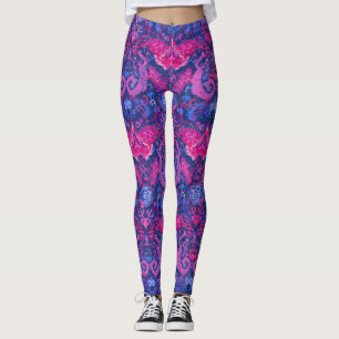 Bisexual Dragon Damask - Bi Pride Flag Colors Leggings