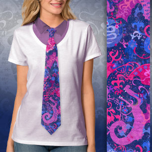 Bisexual Dragon Damask - Bi Pride Flag Colors Stropdas
