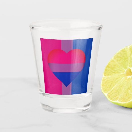 Bisexual Flag Heart & Pride community/gender flag Shot Glas (Voorkant)