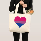 Bisexual Heart LGBTQ Pride Flag Grote Tote Bag (Voorkant (product))