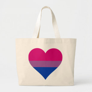Bisexual Heart LGBTQ Pride Flag Grote Tote Bag