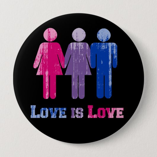 Bisexual Love is Love Distress.png Ronde Button 4,0 Cm (Voorkant)