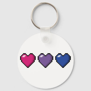 Bisexual Pixel Hearts Sleutelhanger
