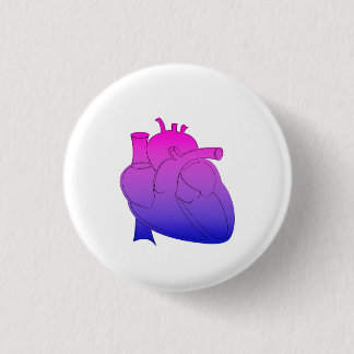 Bisexual Pride Anatomical Heart Ronde Button 3,2 Cm