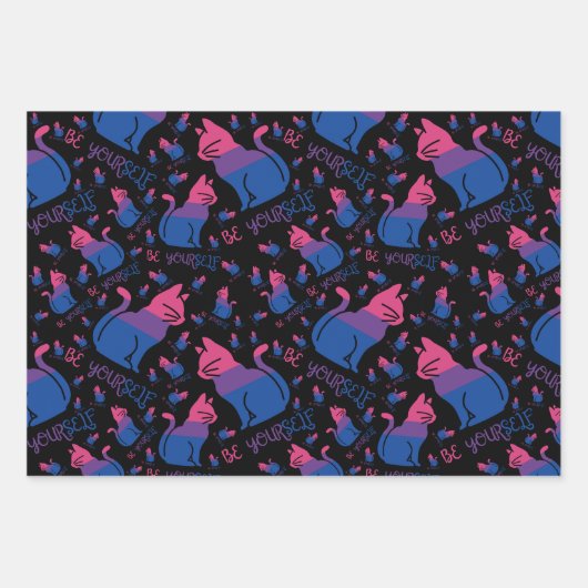 Bisexual Pride Cat - Wees jezelf Inpakpapier Vel (Voorkant)
