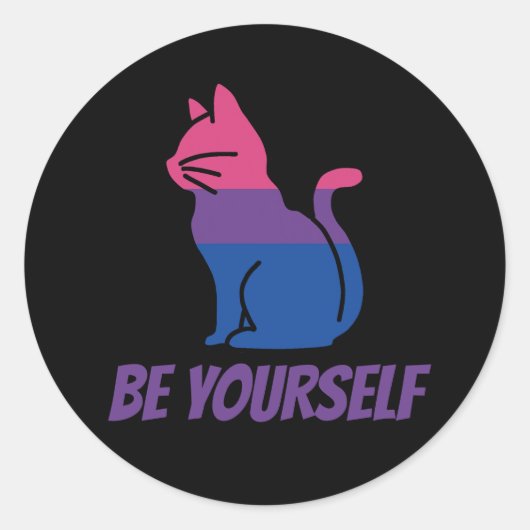 Bisexual Pride Cat - Wees jezelf Ronde Sticker (Voorkant)
