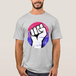 Bisexual Pride Fist Circle Print T-shirt