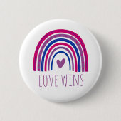 Bisexual Pride Love Wins LGBT Rainbow Button (Voorkant)
