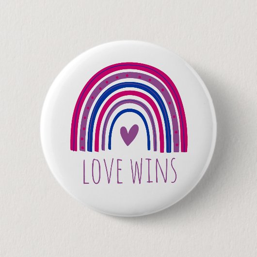 Bisexual Pride Love Wins LGBT Rainbow Button (Voorkant)