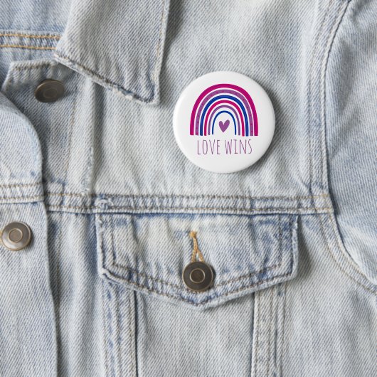 Bisexual Pride Love Wins LGBT Rainbow Button (In situ)