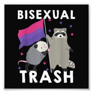 Bisexual Trash Gay Pride Rainbow LGBT Raccoon Foto Afdruk