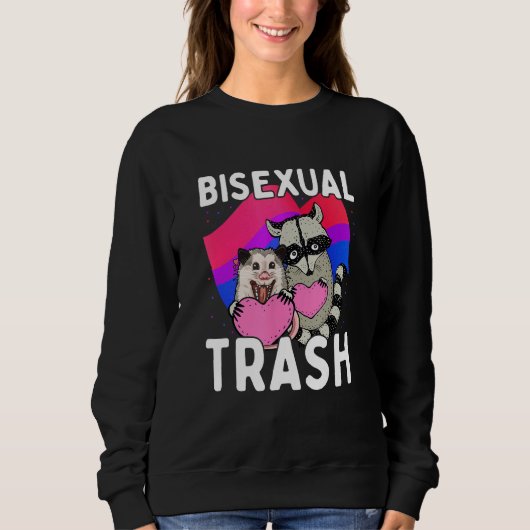 Bisexual Trash  Gay Pride Rainbow LGBT Raccoon Pos Trui (Voorkant)