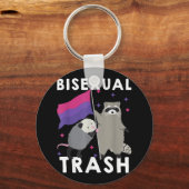 Bisexual Trash Gay Pride Rainbow LGBT Raccoon Sleutelhanger (Voorkant)