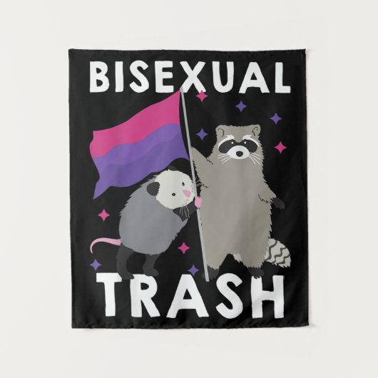 Bisexual Trash Gay Pride Rainbow LGBT Raccoon Wandkleed (Voorkant)