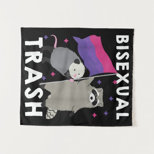 Bisexual Trash Gay Pride Rainbow LGBT Raccoon Wandkleed (Voorkant (horizontaal))