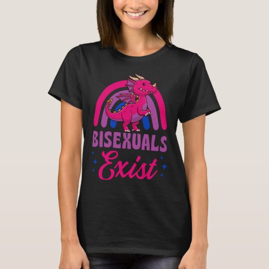 Bisexuals Exist Bisexual Dragon Pride Love Rainbow T-shirt (Voorkant)