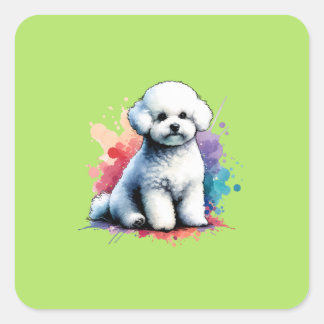 Bishon Frise Dog Vierkante Sticker