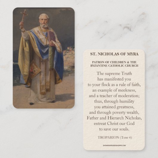 BISHOP ST. NICHOLAS DE MYRA PRAYER CARTES SAINES (Devant / Derrière)