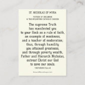 BISHOP ST. NICHOLAS VAN MYRA PRAYER HOLY KAARTEN VISITEKAARTJE (Achterkant)